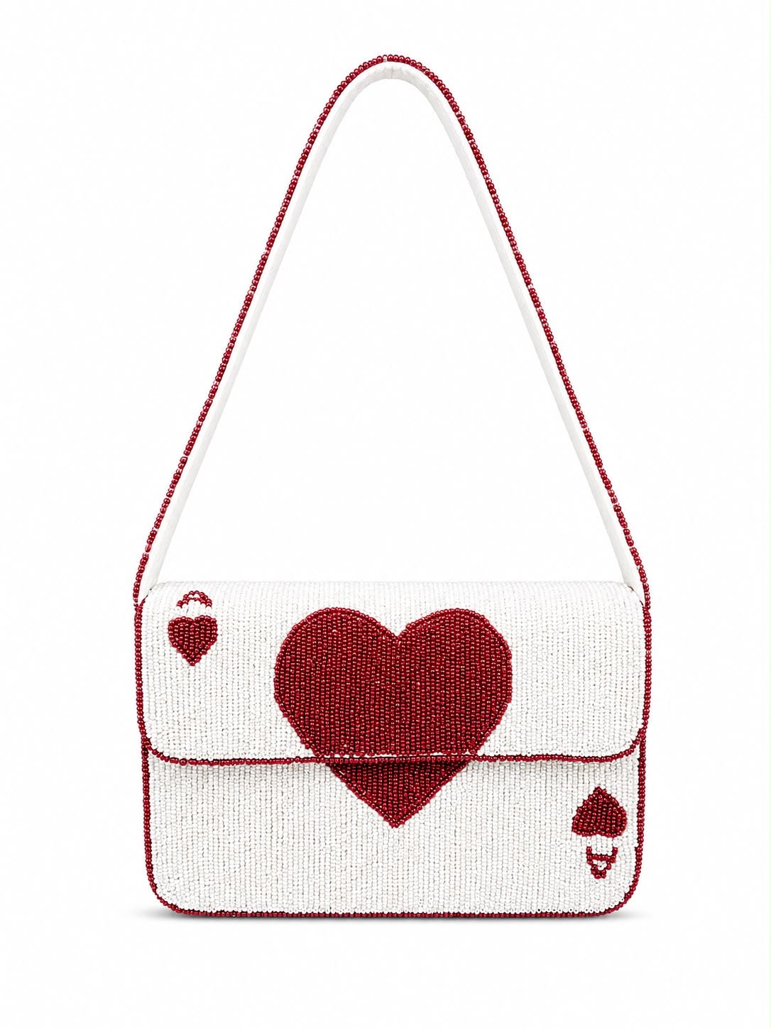 Red Ace Beaded Shoulder Bag, Playing Card Heart Purse, Valentine Beaded Handbag, Love Crossbody Bag, Gift for Her