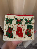 Christmas Stocking Beaded Pouch