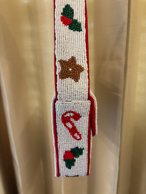 Christmas Beaded Shoulder Bag, Merry Christmas Reindeer Purse, Holiday Beaded Crossbody Bag, Christmas Gift for Her