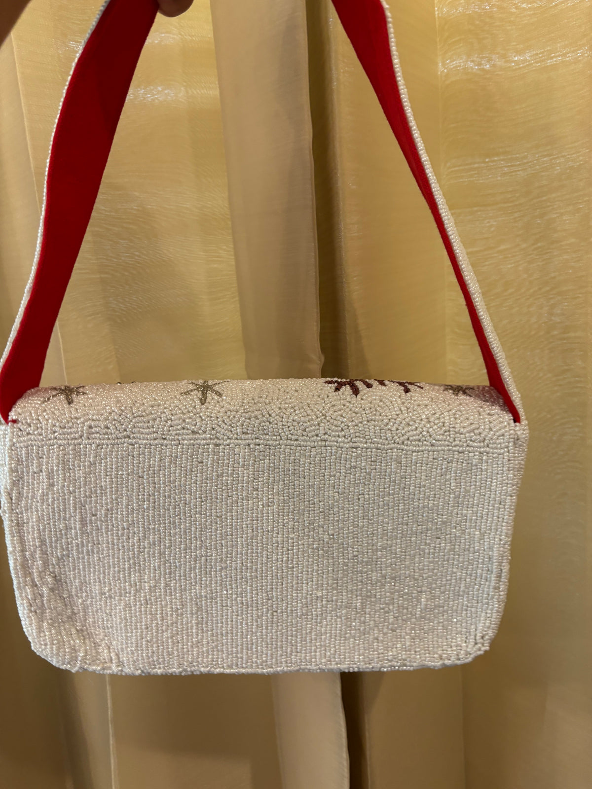 Christmas Beaded Shoulder Bag, Holiday Gingerbread Purse, Snowman Reindeer Handbag, Candy Cane Beaded Bag, Festive Gift for Her
