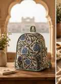 Hand Block Printed Quilted Cotton Backpack, Boho Floral Travel Daypack, Lightweight Everyday Bag