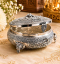 Antique German Silver Hand Engraved Storage Box | Mughal Art Jewelry Candy Jar