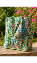 Quilted Cotton Tote Bag | Artisan Block Print Shopper, Eco Friendly Everyday Bag