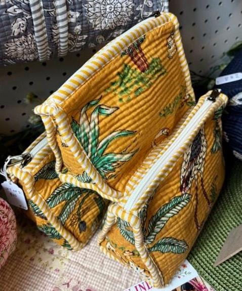 Quilted Makeup Bag Set: Hand Block Cotton Toiletry Kit
