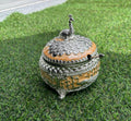 White Silver Peacock Decorative Bowl with Lid | Embossed Elephant Figurine Jewelry Box