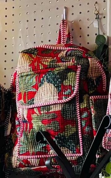 Floral Quilted Cotton Backpack, Boho Travel Daypack, Lightweight Everyday Bag