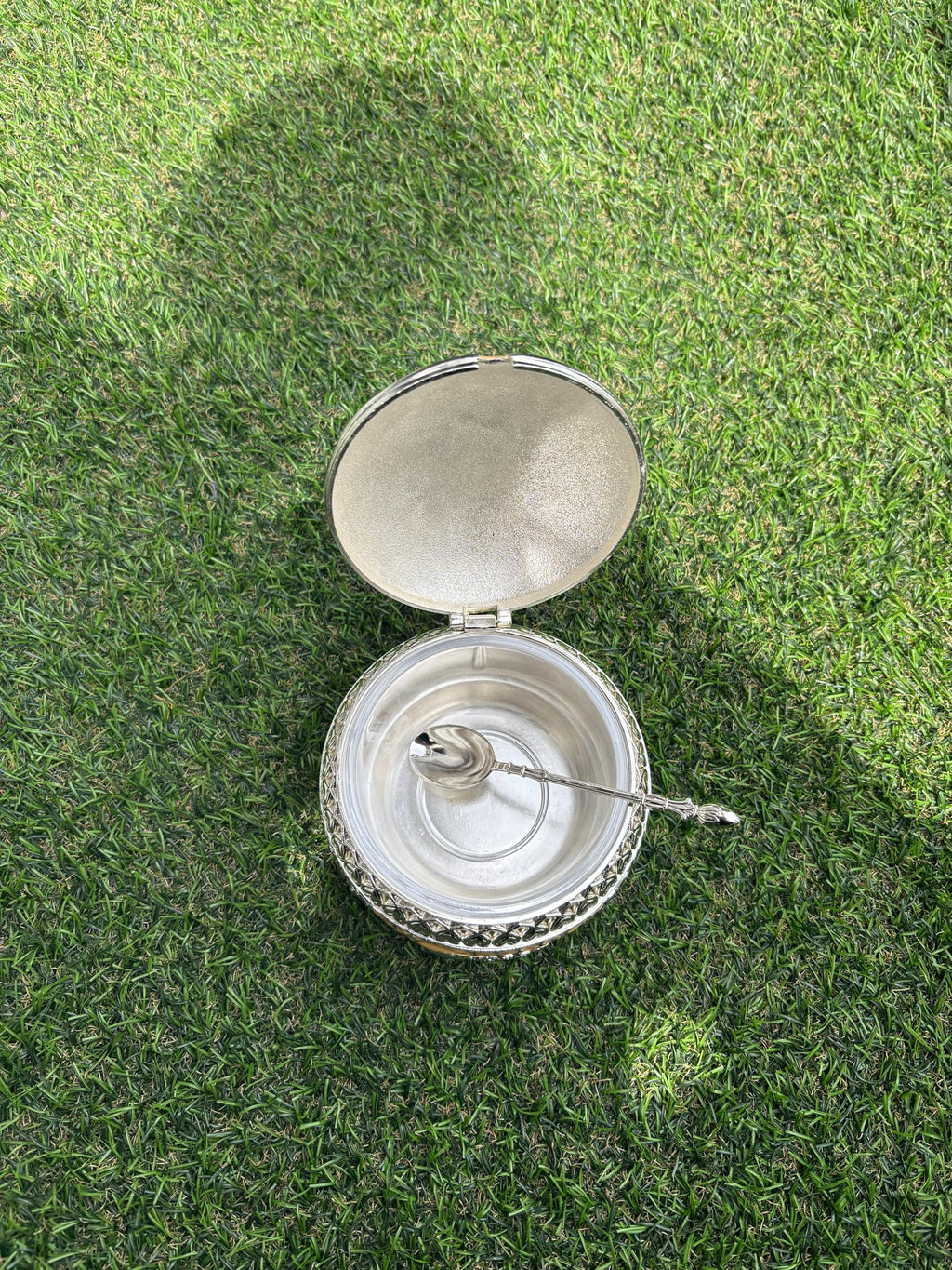 White Silver Peacock Decorative Bowl with Lid | Embossed Elephant Figurine Jewelry Box