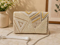 Handcrafted Beaded Clutch | Neutral Evening Purse | Custom Mosaic Beaded | Wedding & Party Handbag