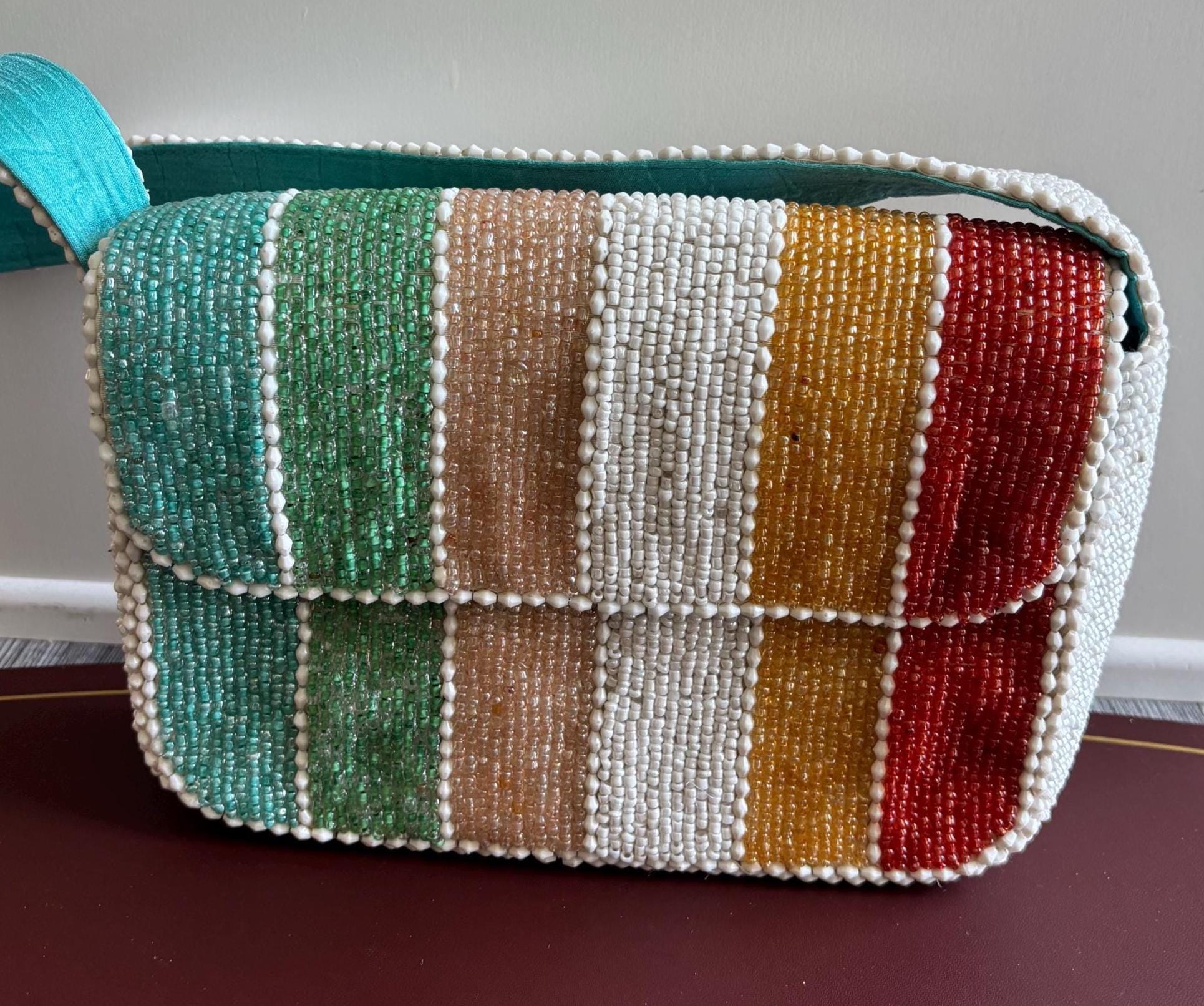 Handmade Beaded Shoulder Bag | Colorful Statement Handbag | Artistic Evening Purse | Unique Gift for Her