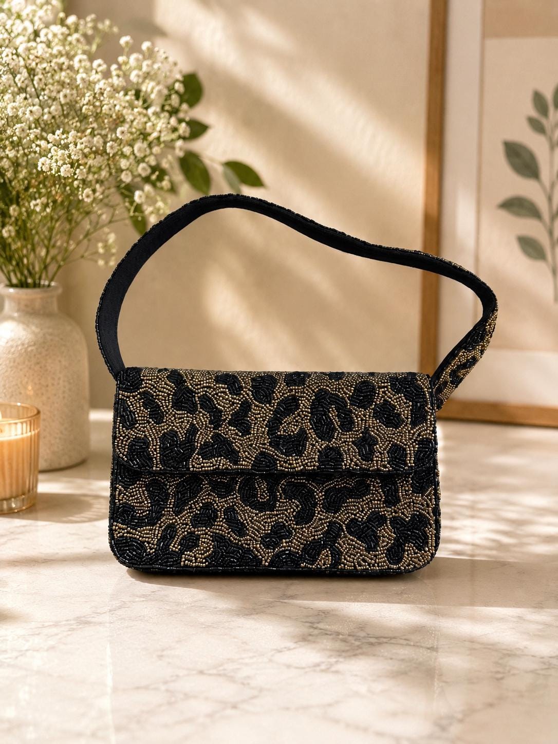 Handmade Beaded Shoulder Bag | Statement Handbag | Artistic Evening Purse | Unique Gift for Her