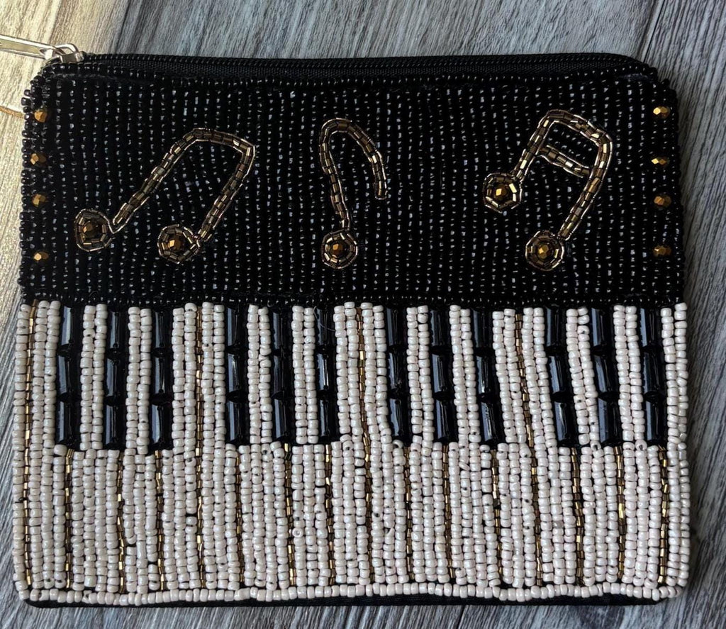 Hand-Beaded Crown Coin Purse | Bead Pouch, Zipper Clutch, Summer Wristlet