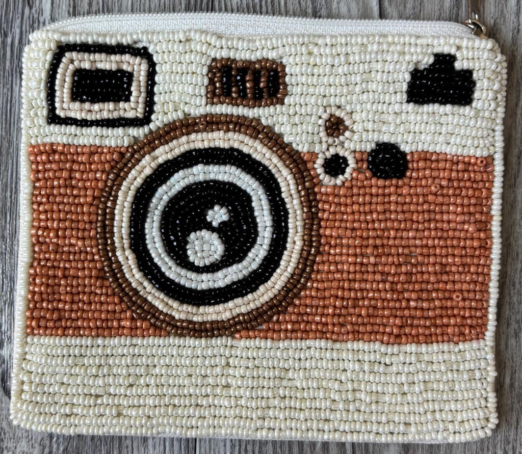 Hand-Beaded Crown Coin Purse | Bead Pouch, Zipper Clutch, Summer Wristlet