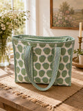 Quilted Cotton Tote Bag | Artisan Block Print Shopper, Eco Friendly Everyday Bag 16*16