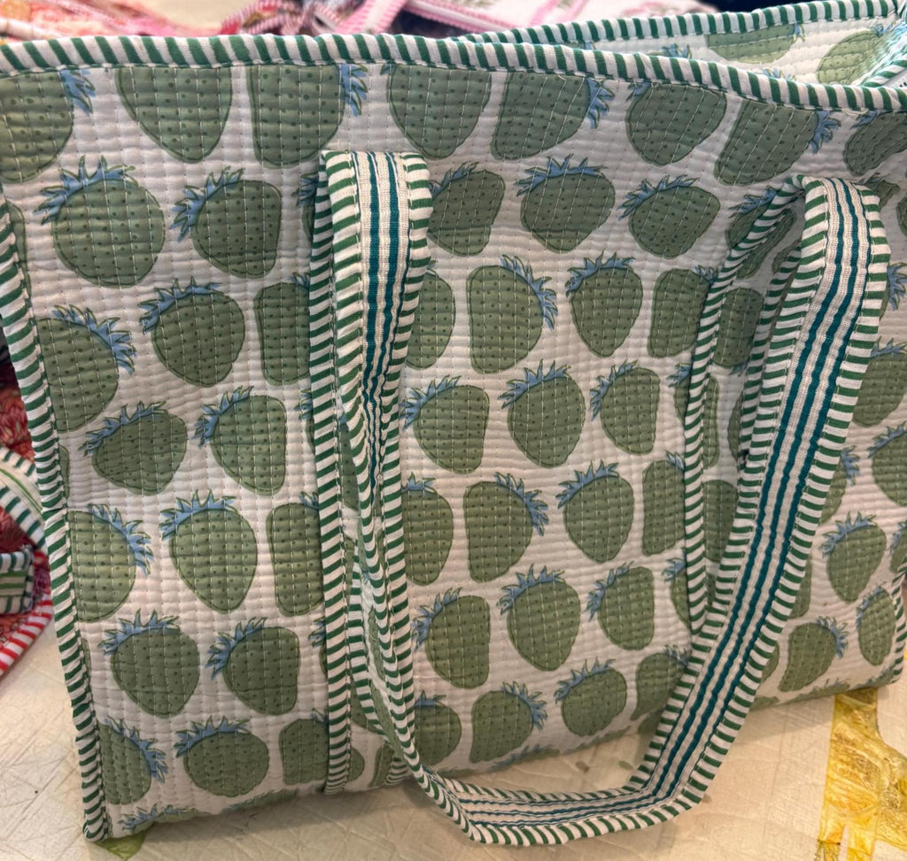 Quilted Cotton Tote Bag | Artisan Block Print Shopper, Eco Friendly Everyday Bag (16x16)