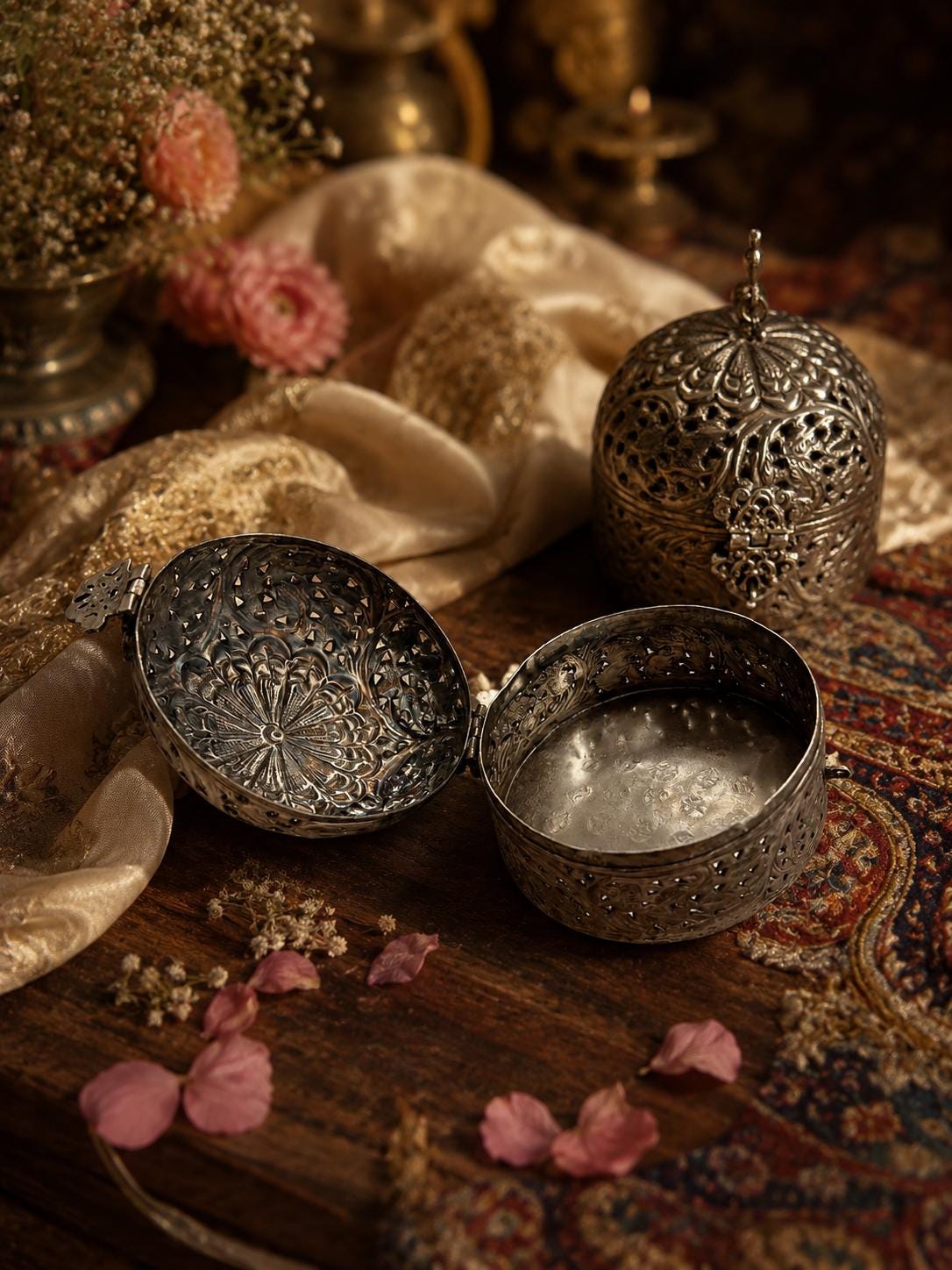 Vintage German Silver Peacock Decorative Bowl with Lid | Handmade Jewelry Box | Wedding & Housewarming Gift