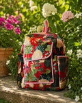 Floral Quilted Cotton Backpack, Boho Travel Daypack, Lightweight Everyday Bag