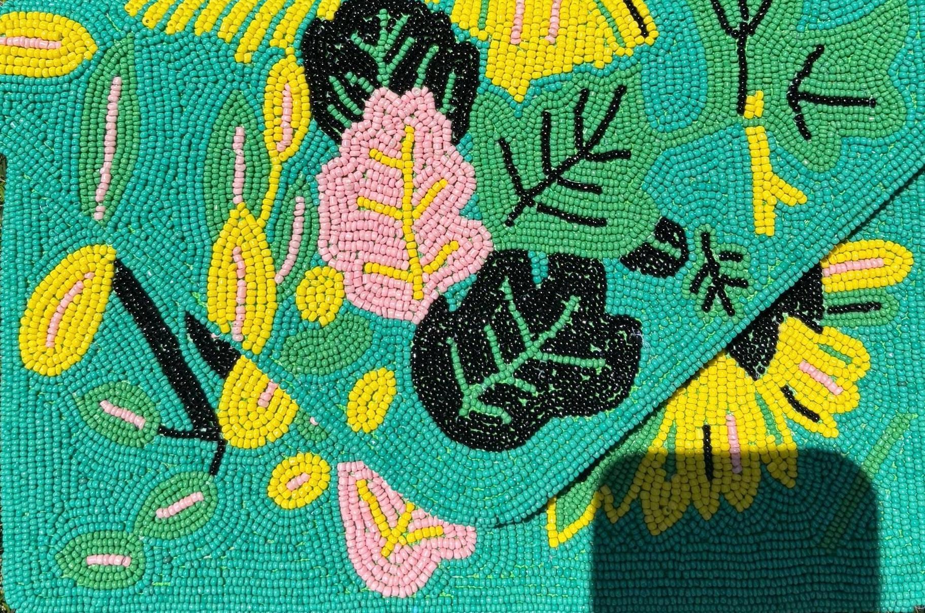 Tropical Beaded Clutch | Handmade Statement Crossbody Bag | Colorful Evening Purse | Vacation & Party Bag