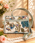 Floral Cotton Quilted Sling Bag, Hand Block Print Shoulder Purse
