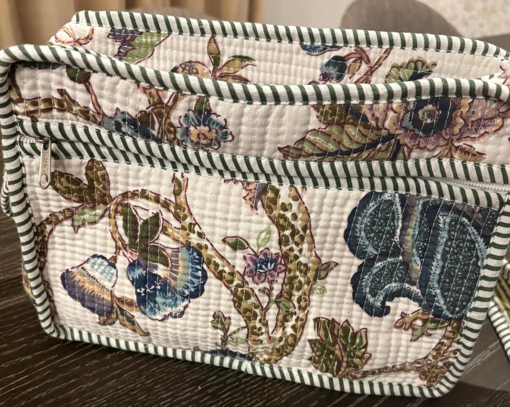 Floral Cotton Quilted Sling Bag, Hand Block Print Shoulder Purse