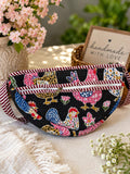 Hand Block Printed Cotton Quilted Bag, Floral Boho Sling Purse, Artisan Travel Shoulder Bag