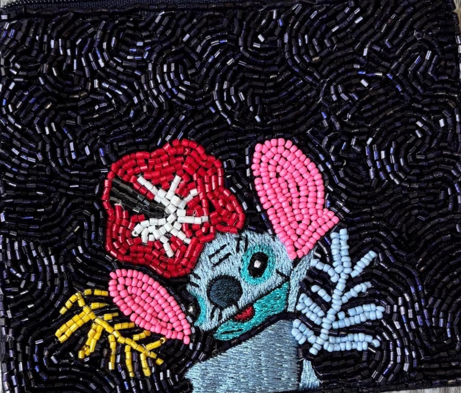 Hand-Beaded Crown Coin Purse | Bead Pouch, Zipper Clutch, Summer Wristlet