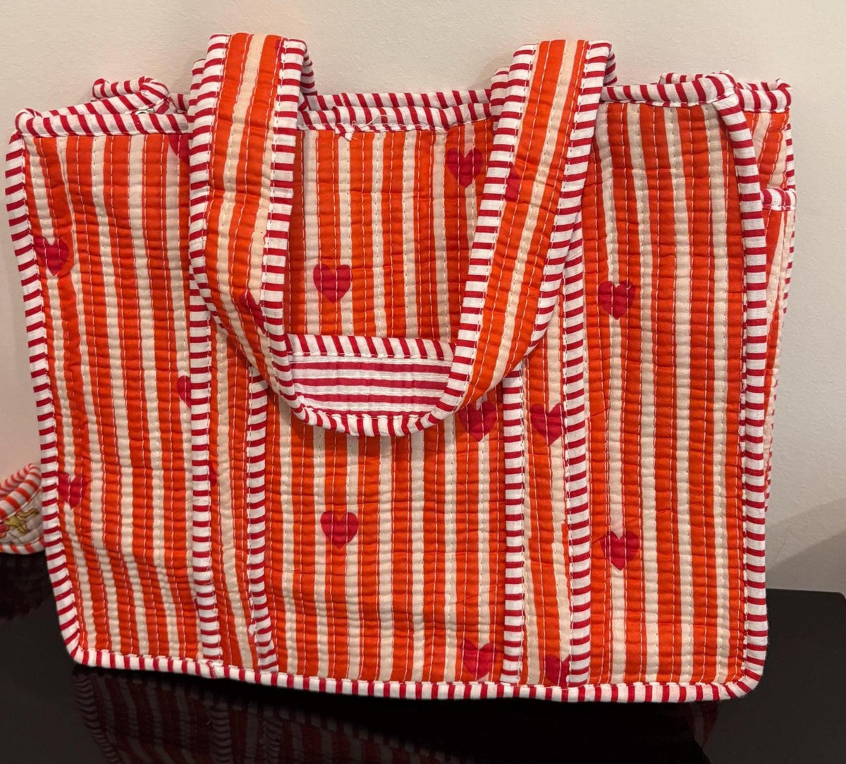 Quilted Cotton Tote Bag | Hand Block Print Shopper, Multicolor, 10x10 inches