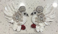 Handmade Beaded Dove Earrings | White Sequin Statement Jewelry