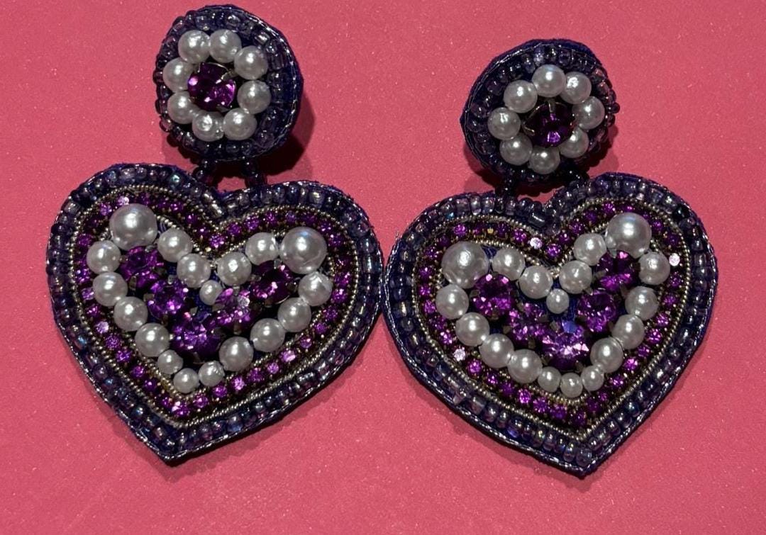 Handmade Beaded Statement Earrings – Colorful Cactus, Heart, Bow, Tassel & Round Drop Earrings