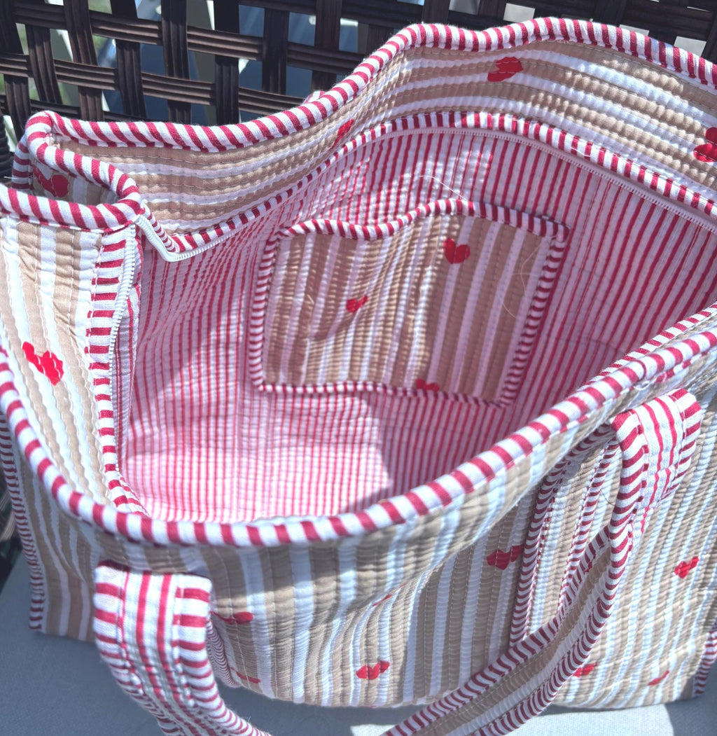 Quilted Cotton Tote Bag | Hand Block Print Shopper, Multicolor, 18x18 inches