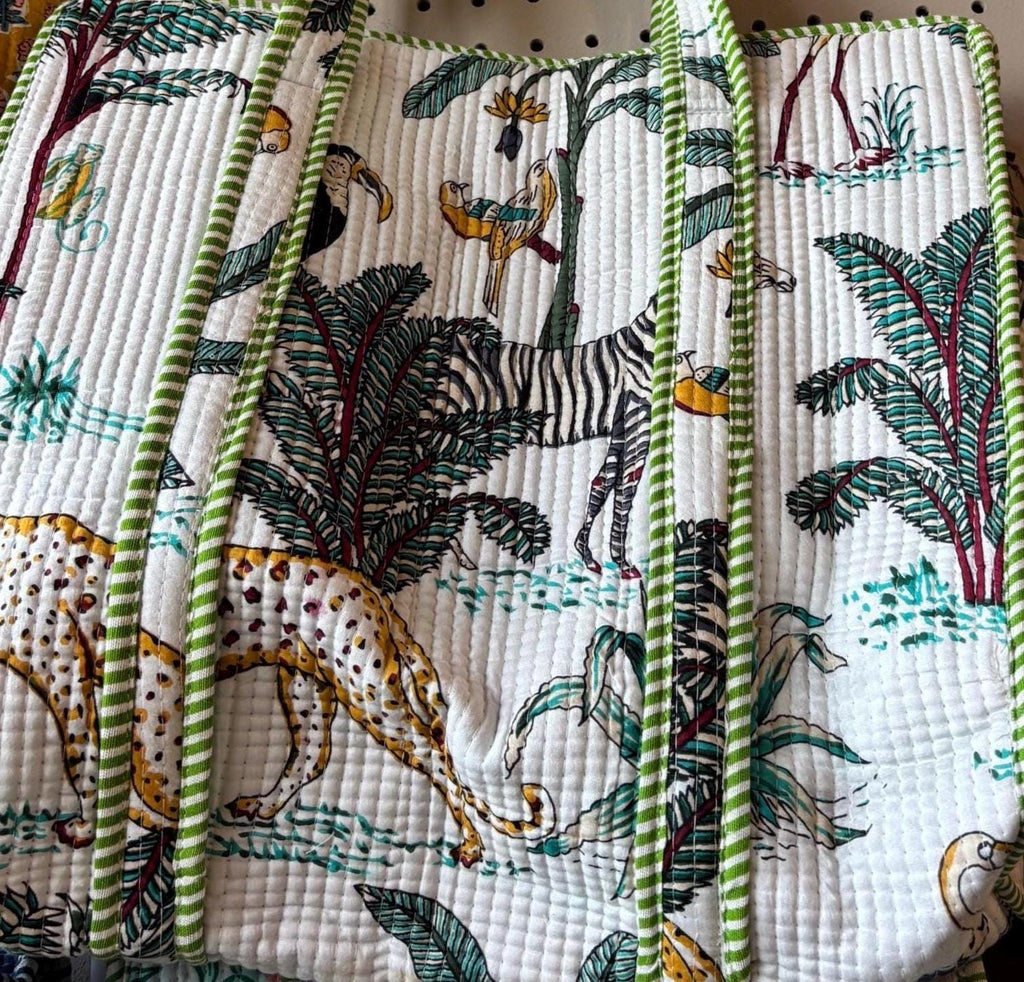Quilted Cotton Tote Bag | Artisan Block Print Shopper, Eco Friendly Everyday Bag