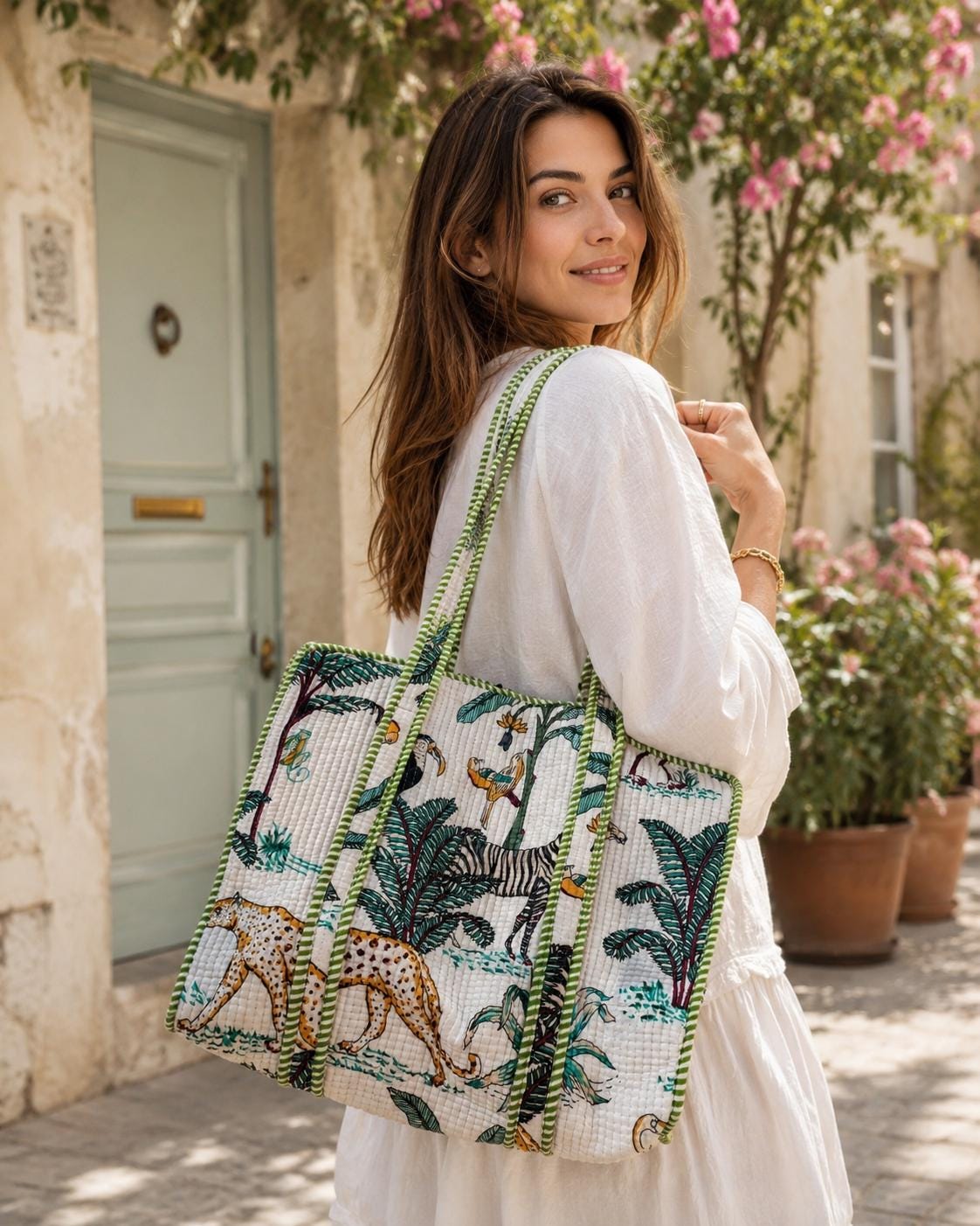 Quilted Cotton Tote Bag | Artisan Block Print Shopper, Eco Friendly Everyday Bag