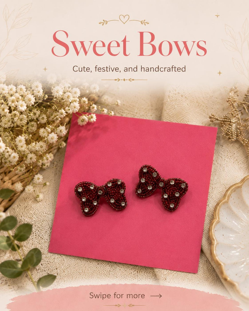 Handmade Beaded Statement Earrings| Cactus Charm