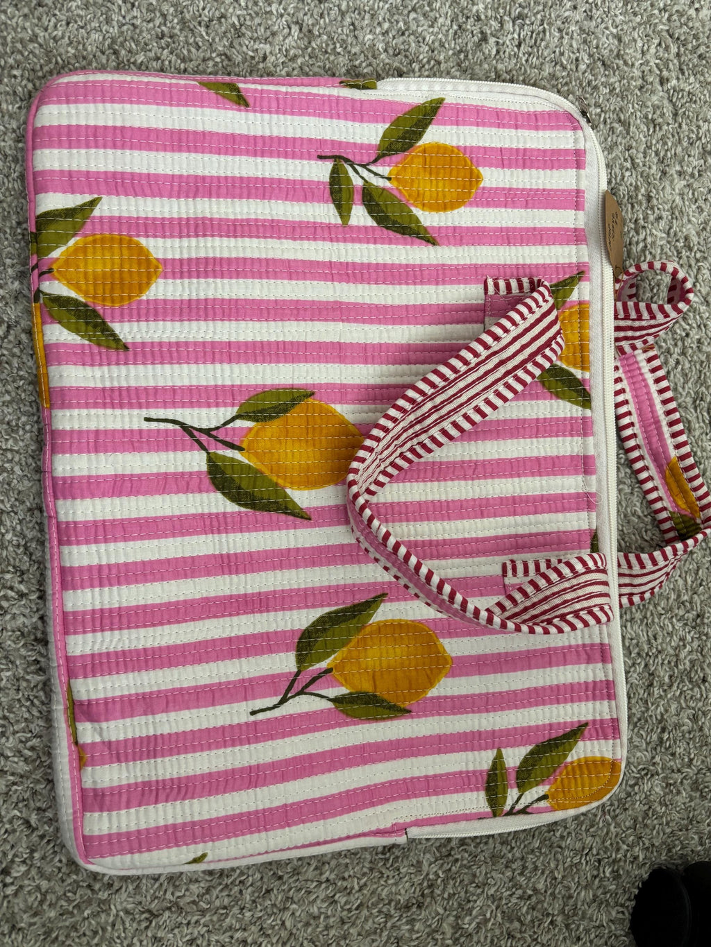 Quilted Block Print Laptop Sleeve | Bohemian Cotton iPad Bag (15x11 inches)