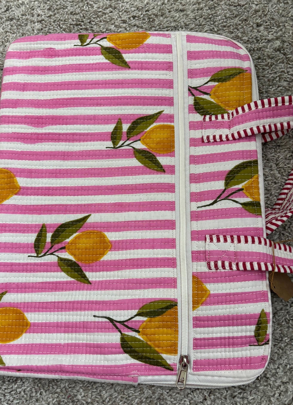 Quilted Block Print Laptop Sleeve | Bohemian Cotton iPad Bag (15x11 inches)