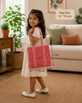 Quilted Cotton Tote Bag | Hand Block Print Shopper, Multicolor, 10x10 inches