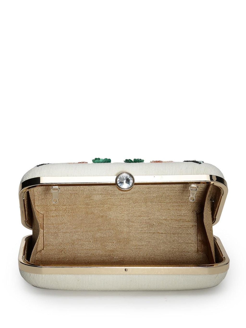 Beaded Bird Clutch Bag | Embroidered Evening Purse, Nature Inspired Ivory Fabric