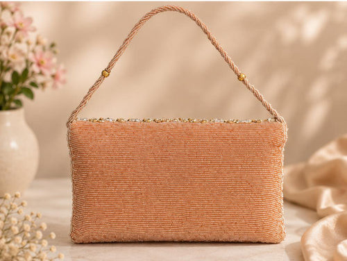 Champagne Gold Crystal Clutch | Rhinestone Embellished Evening Bag | Bridal Purse