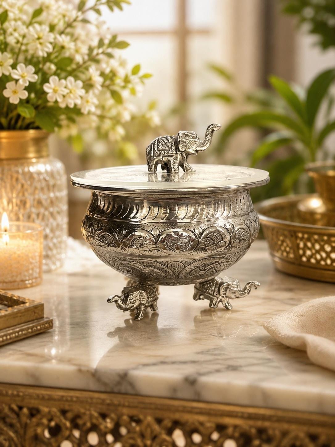 Vintage German Silver Bowl | Handcrafted Decorative Accent | Traditional Decor