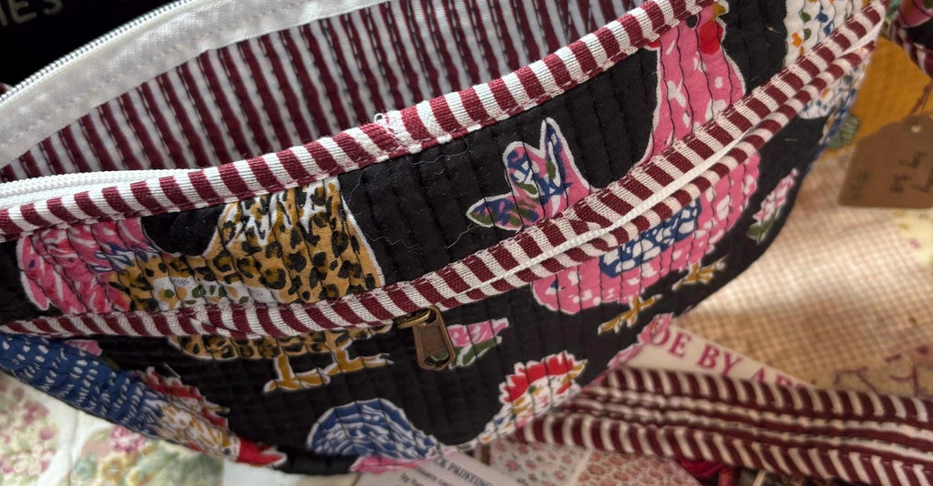 Hand Block Printed Cotton Quilted Bag, Floral Boho Sling Purse, Artisan Travel Shoulder Bag