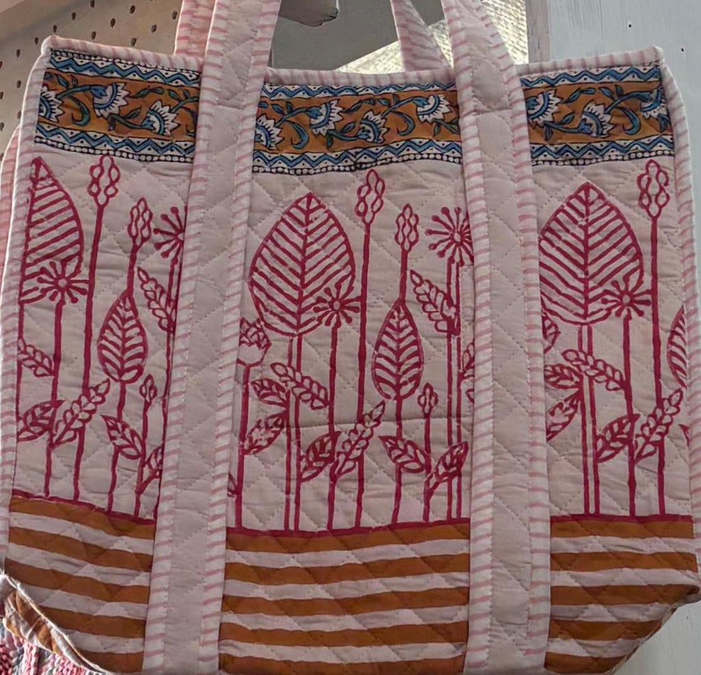 Block Print Tote Bag | Cotton Quilted, Eco Friendly Everyday Bag