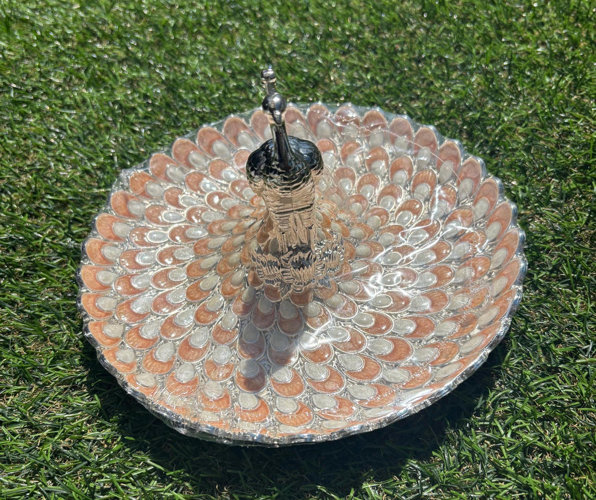 German Silver Peacock Jewelry Tray