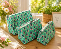 Quilted Makeup Bag Set: Hand Block Cotton Toiletry Kit