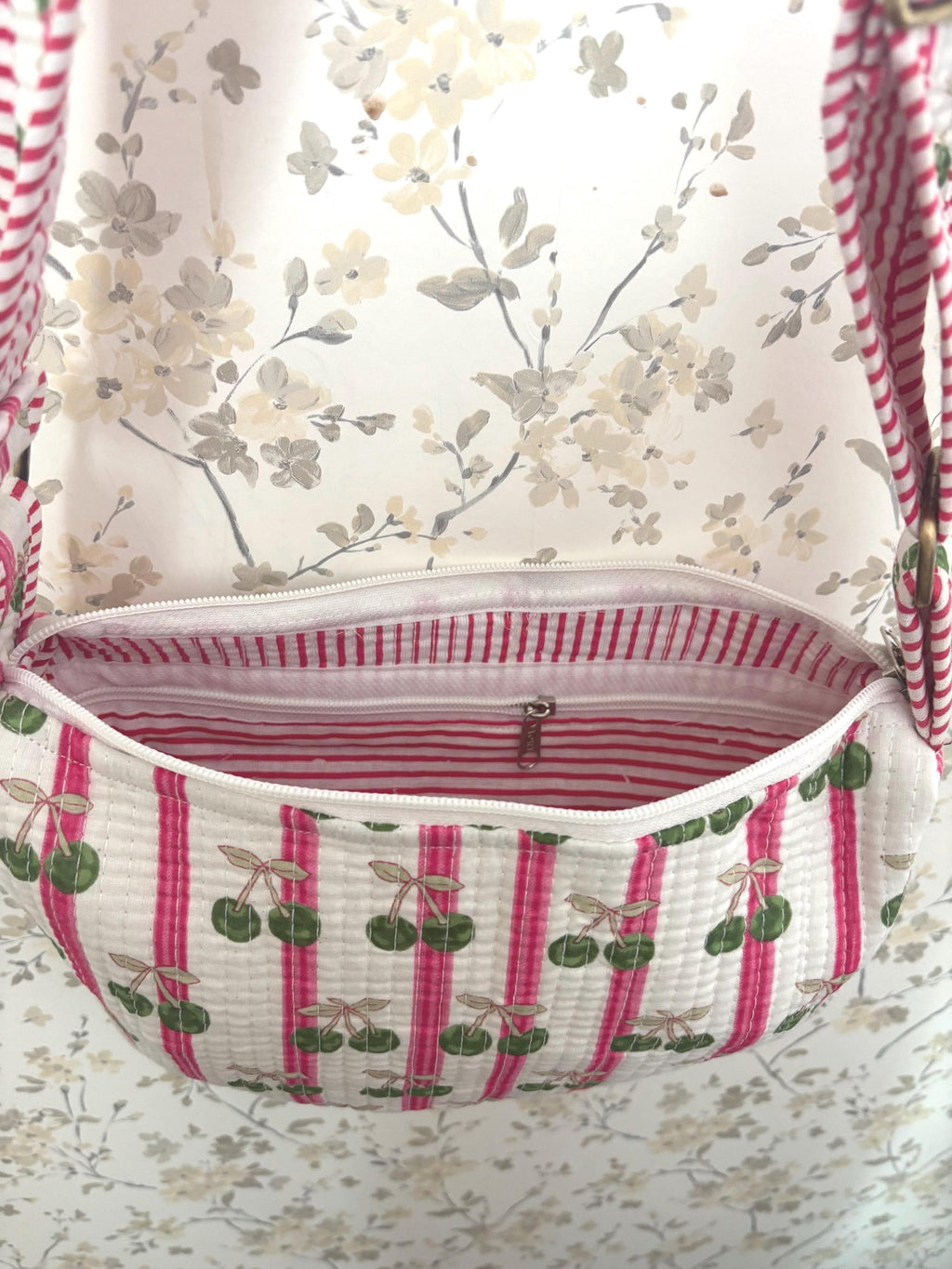 Quilted Cotton Crossbody Bag, Artisan Block Printed Sling Purse