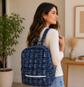 ElephantPrint Quilted Cotton Backpack, Boho Travel Daypack, Lightweight Everyday Bag