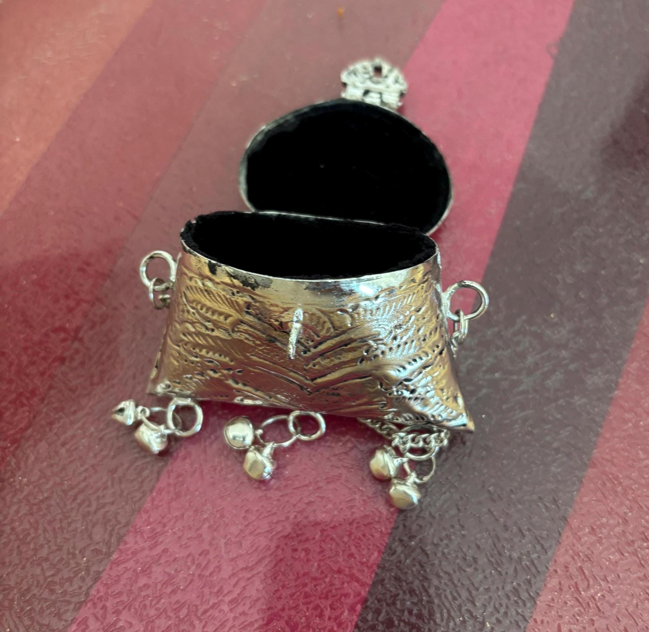 Handcrafted Gold Mini Clutch Box | Embossed Metal Indian Handbag Keepsake