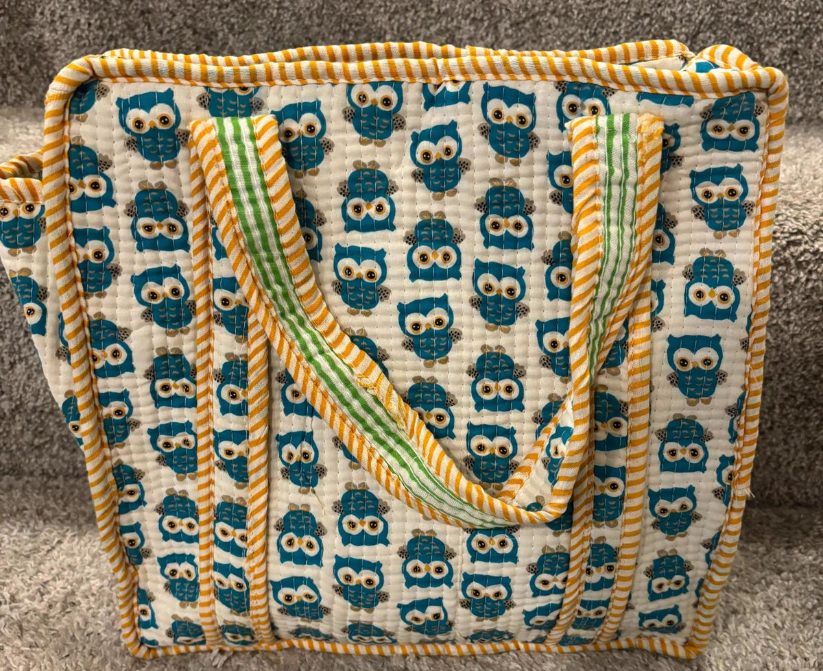 Quilted Cotton Tote Bag | Artisan Block Print Shopper, Eco Friendly Everyday Bag