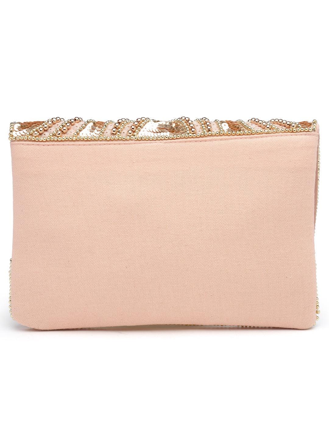 Rose Gold Beaded Clutch | Sequin Evening Bag, Art Deco Geometric Purse