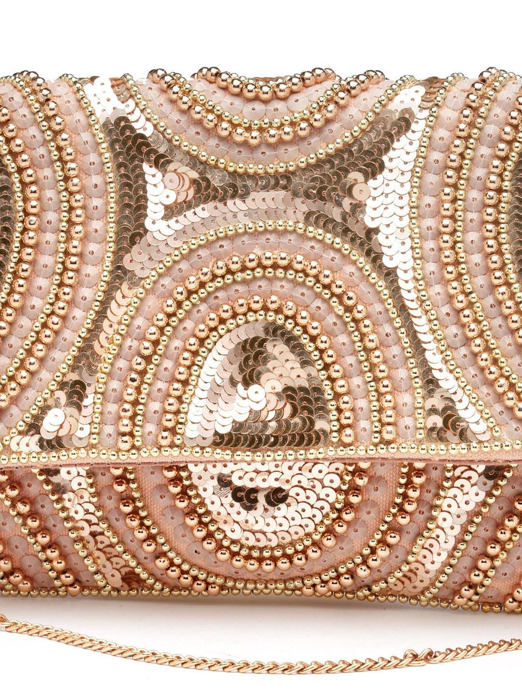 Rose Gold Beaded Clutch | Sequin Evening Bag, Art Deco Geometric Purse