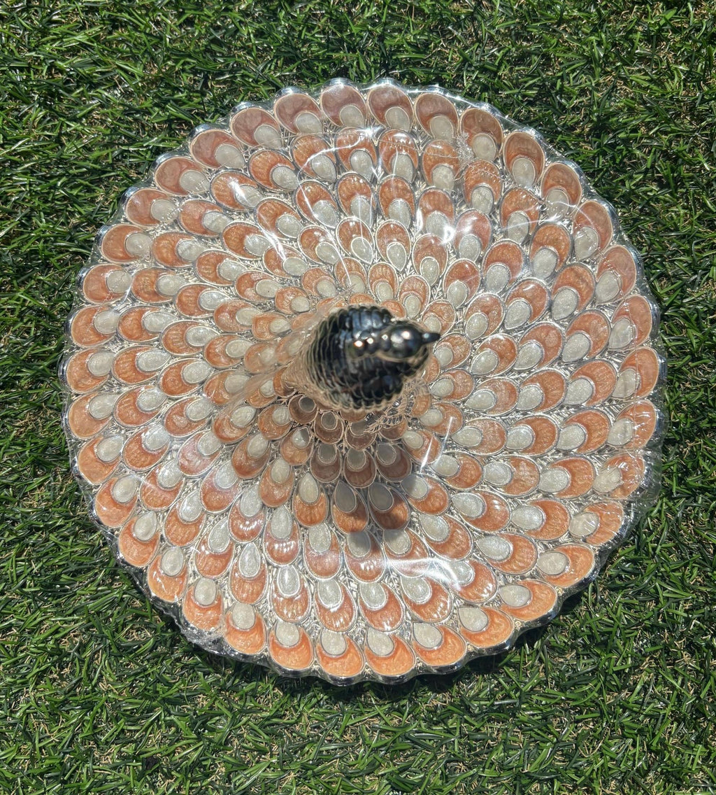 German Silver Peacock Jewelry Tray