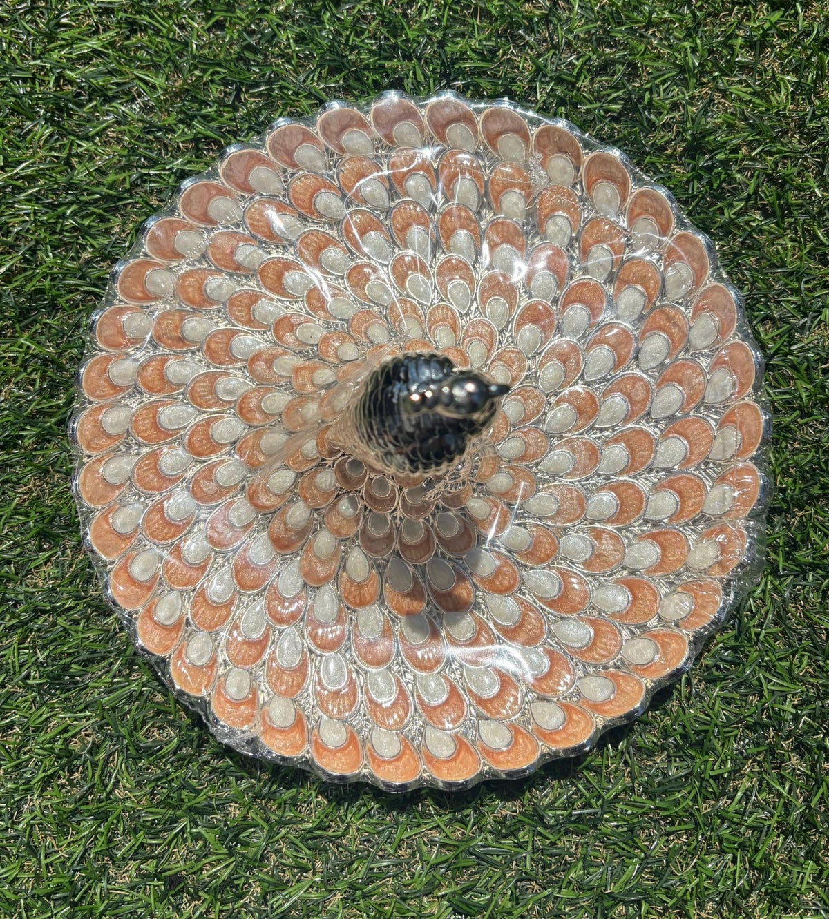 German Silver Peacock Jewelry Tray